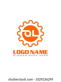 Initial Q & L gear logo template vector