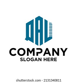 Vector de logotipo inicial Q A L hexagón