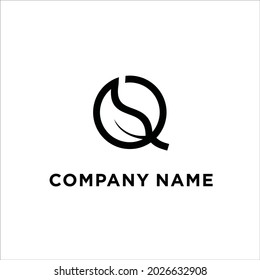 Initial Q Leaf Logo Design Inspiration Stock Vector