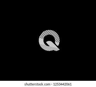 Initial Q Letter Abstract Stripes Transition Monogram Logotype