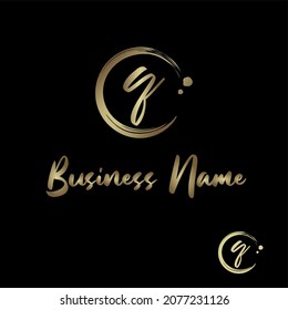 Initial q Letter with circle paintbrush for Cosmetic, boutique, make up, jewelry, spa and massage, salon, soap homemade, Handcraft Business Logo Vector Concept