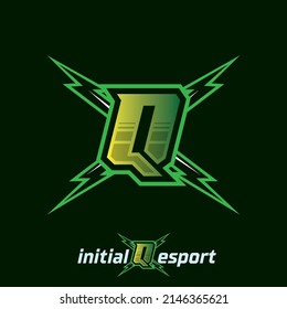 Initial Q letter esport logo illustration, esport mascot gamer team work design, streamer logo