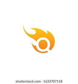 Initial Q letter with fire logo Vector design.