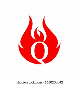 Initial Q letter fire logo, Vector design.