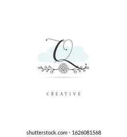 Initial Q Letter Handrawn logo vector. Design Template Illustration