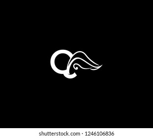 Initial Q Letter Linked Monogram Tribal Wings Logotype