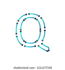 initial Q letter , neon vector  blue light 