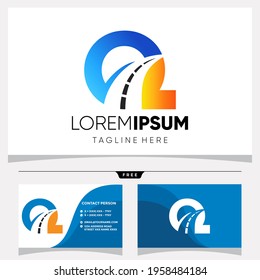 Initial Q Letter Road Way Logo Design Vector Graphic