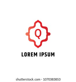 Initial Q Letter With Simple Asbstract Shape. Can be adapt to Corporate identity, logo, icon, symbol and brand identity