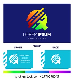 Initial Q Letter Tech Logo Design Vector Graphic
