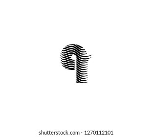 initial Q letter typography stripes wave  flag effect monogram letter logotype