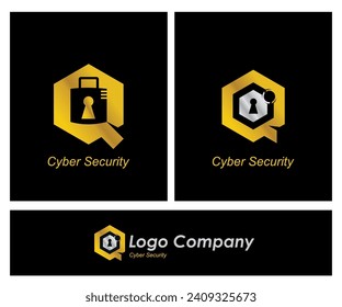 Initial Q logo Cyber Security ilustration clock