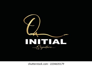 Initial Q Logo Design in Elegant Gold Handwriting Style. Q Signature Logo or Symbol for Wedding  Fashion  Jewelry  Boutique  and Business Brand Identity