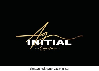Initial A and Q Logo Design in Elegant Gold Handwriting Style. QG Signature Logo or Symbol for Wedding Fashion Jewelry Boutique and Business	