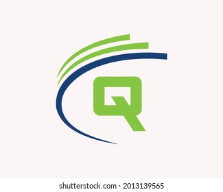 Diseño inicial del logotipo Q. Diseño del logotipo de la letra Q para empresas, construcción, tecnología y concepto inmobiliario