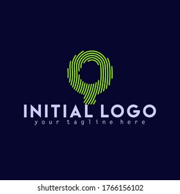 Initial Q Logo Font  Fingerprint Logo Design Template