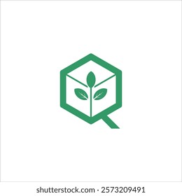 initial Q logo leaf concept design vector for packaging agriculture