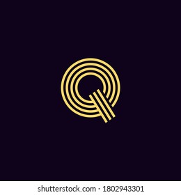 logotipo q inicial vectores de oro de lujo