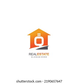 Initial Q logo with real estate concept