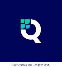 Initial Q logo usable for business technology logo in the form of data. Network connection icon, share symbol design vector