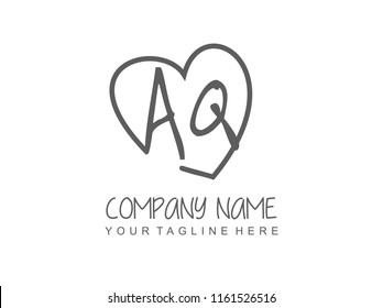 Initial A Q with love logo template vector