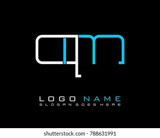 Initial Q & M minimalist logo template vector