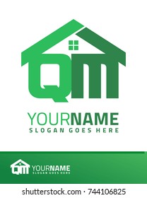 Initial Q & M real estate logo template vector