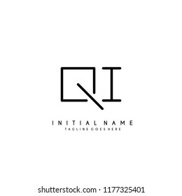 Initial Q I minimalist modern logo identity vector