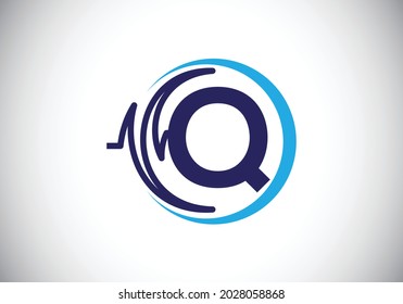 Alfabeto monograma Q inicial con impulso de salud. Vector de diseño de icono del logotipo de latido. emblema de letra. Logo para negocios médicos o de salud e identidad de la empresa