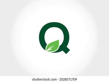 Initial Q monogram alphabet with leaves. Green, eco-friendly logo concept. Modern vector logo for ecological business and company identity