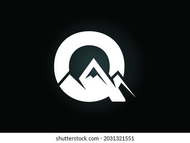 Initial Q monogram alphabet with the mountain peak. Mountain Logo sign symbol. Font emblem. Modern vector logo for the business, and company identity