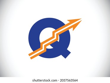 Initial Q monogram alphabet symbol design incorporated with the arrow. Financial or success logo concept. Font emblem. Logo for business and company identity