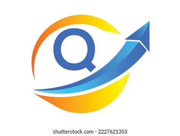 Initial Q monogram alphabet symbol design incorporated with the arrow. Financial or success logo concept.
