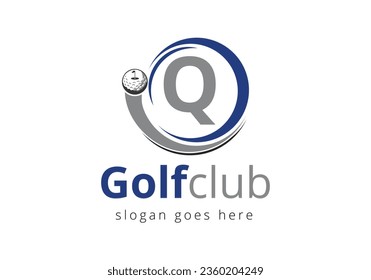 Initial Q monogram alphabet with6 Golf Logo Design Template. Hockey Sport Academy Sign, Club Symbol. business, and company identity.
