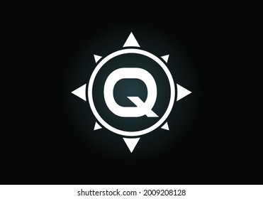 Initial Q monogram letter alphabet in a compass. Font emblem. Compass logo sign symbol. Modern vector logo design for business and company identity.