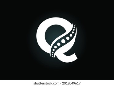 Initial Q monogram letter alphabet with chiropractic spine logo. Spinal care icon. Font emblem. Modern logotype for orthopedic business and company identity.