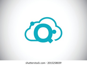 Initial Q monogram letter alphabet with the cloud. Cloud computing provider service logo. Modern cloud technology vector logo design for business, and company identity.