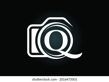 Initial Q monogram letter alphabet with a camera icon. Photography logo vector illustration. Modern logo design for photography business, and company identity.