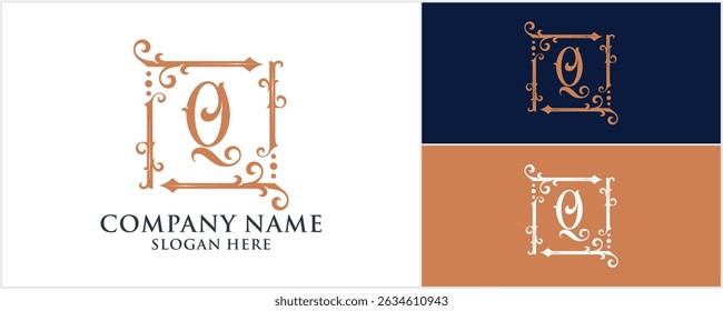 logotipo inicial Q monograma, casamento e design de logotipo de moda, ilustração de vetor