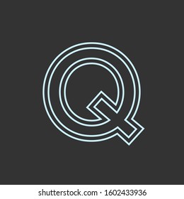 Initial Q Monoline, Outline, Double Line Simple Premium Logo Icon. Design Graphic Vector EPS10