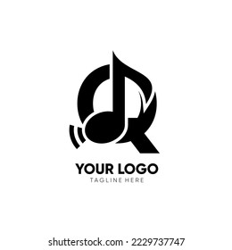 Initial Q Music Note Logo Design Icon Vector Graphic Illustration