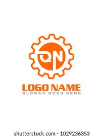 Initial Q & N gear logo template vector