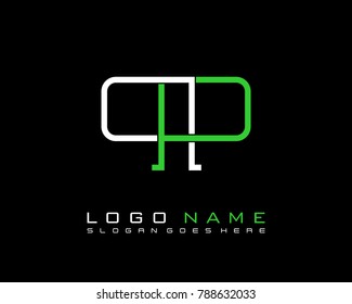 Initial Q & P minimalist logo template vector
