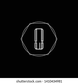Initial Q QU letter logo design in black background