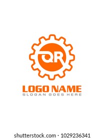 Initial Q & R gear logo template vector