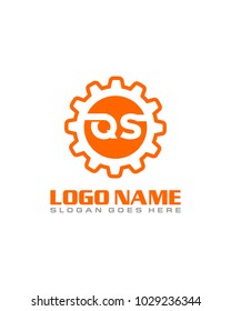 Initial Q & S gear logo template vector