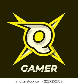 Initial Q simple esport logo design element, gamer logo, star icon, sword gamer, shuriken logo