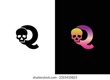 Initial Q Skull Logo Design. Letter Q Skull Logo or icon template design.