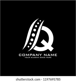 Initial Q spine logo concept vector with spine template vector.