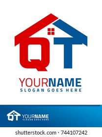 Initial Q & T real estate logo template vector